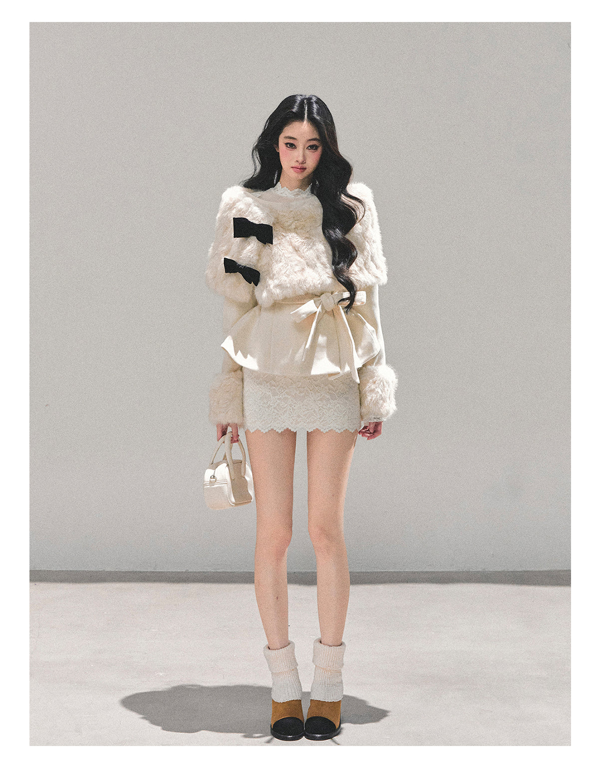 SHAOYEYAN Women's "Through Her Dreams" Luxury Winter Coat, Cloak and Shorts Trio Set