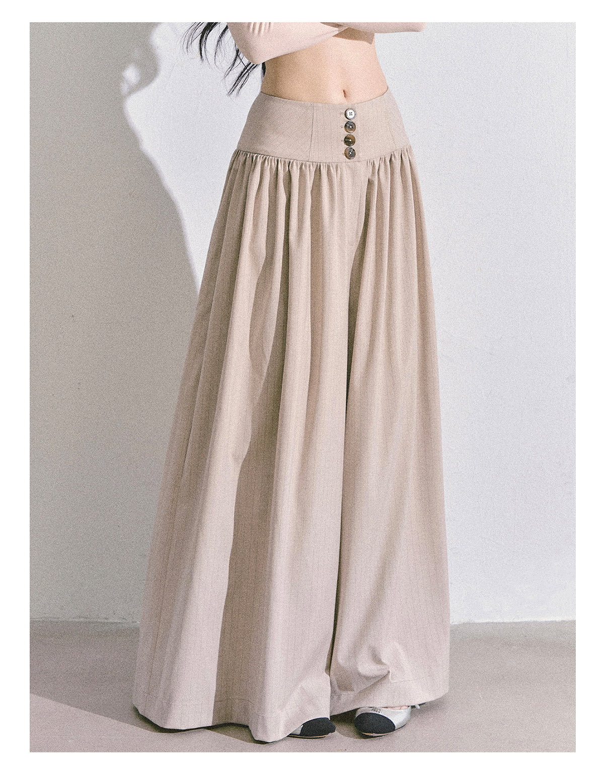 SHAOYEYAN Korean style comfortable wide leg pants for young women, loose straight leg pants, slim fit, gray long pants.