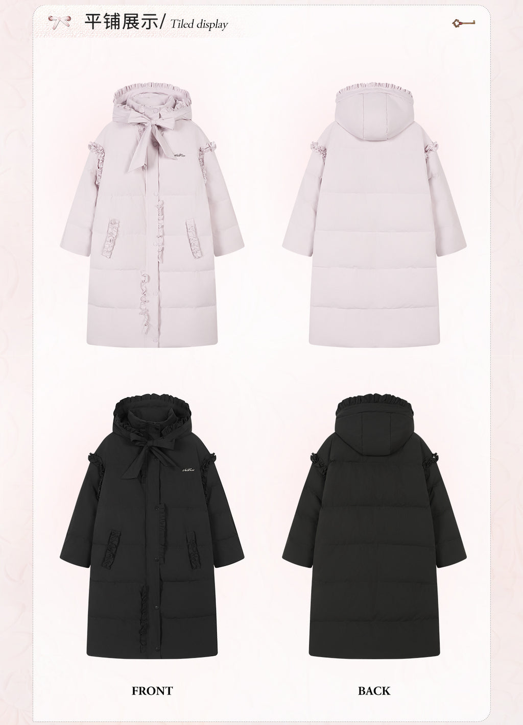 AORAA【極寒シリーズ】「雪国のあったか冬」オリジナルデザイン レーストリム付き防水ロングダウンジャケット第3世代