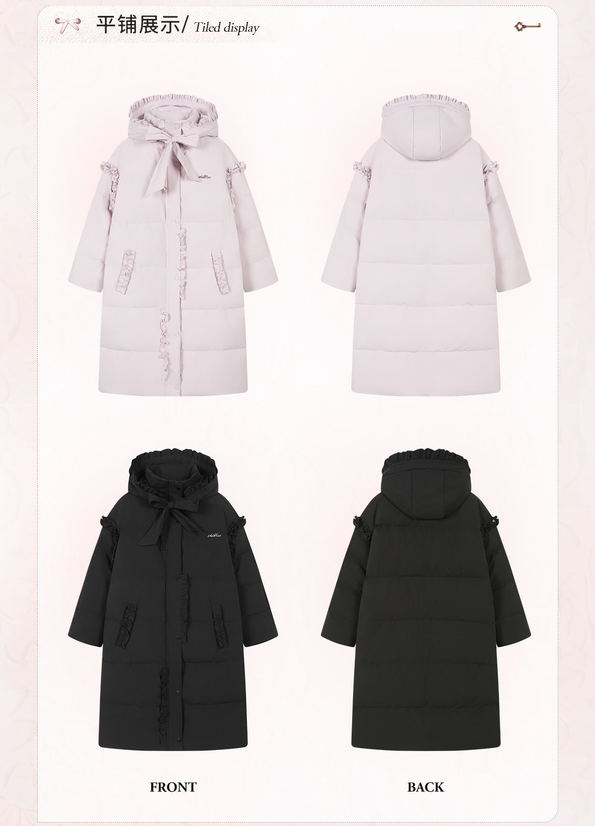 AORAA【極寒シリーズ】「雪国のあったか冬」オリジナルデザイン レーストリム付き防水ロングダウンジャケット第3世代