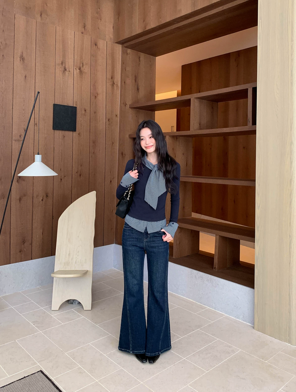 ALOHA HU Women's Lu Jianxi two-piece long-sleeved t-shirt, unique pleated design spring 2026.