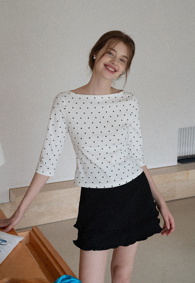 French style two-layer ruffled A-line dress for early autumn, high waist, body-hugging, anti-revealing EGGKA