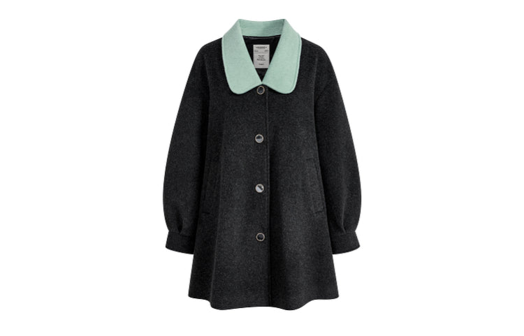 KOUSE Women's 2025 New Autumn Winter Classic Medium-Long Woolen Coat Black and Gray