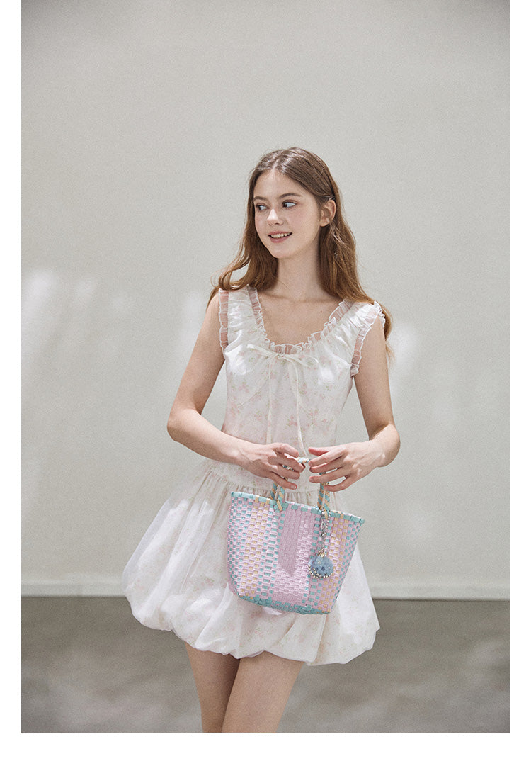 "Misty Summer" Sleeveless floral dress for women, Callmelater floral lace tutu dress