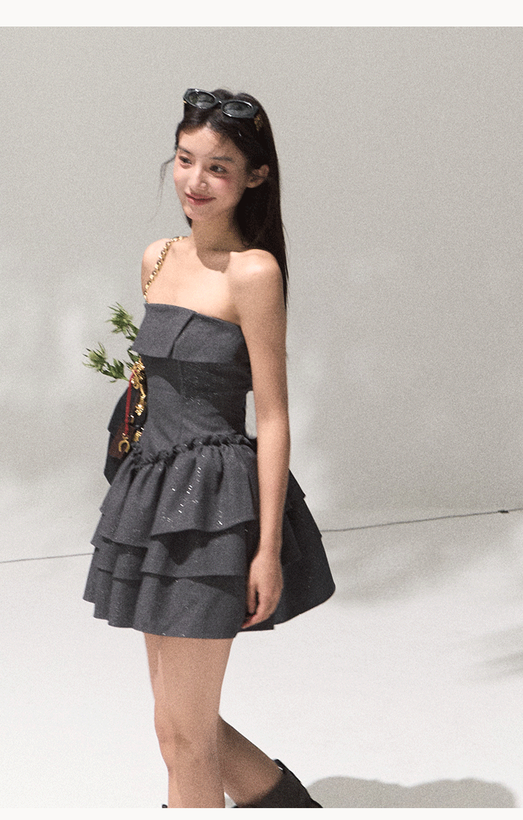 OAKMOO Silver Sequined Grey Bodycon Mini Dress with Waist (Sale)