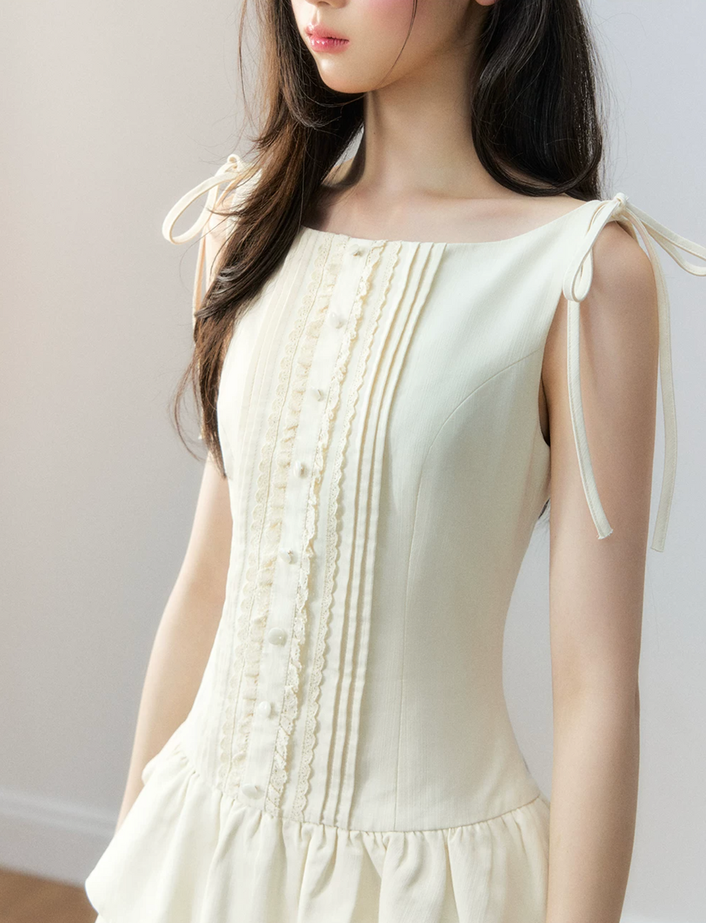 Soote Season Sleeveless puffy dress with flared waist, petal hem, Lyocell material, original design by.