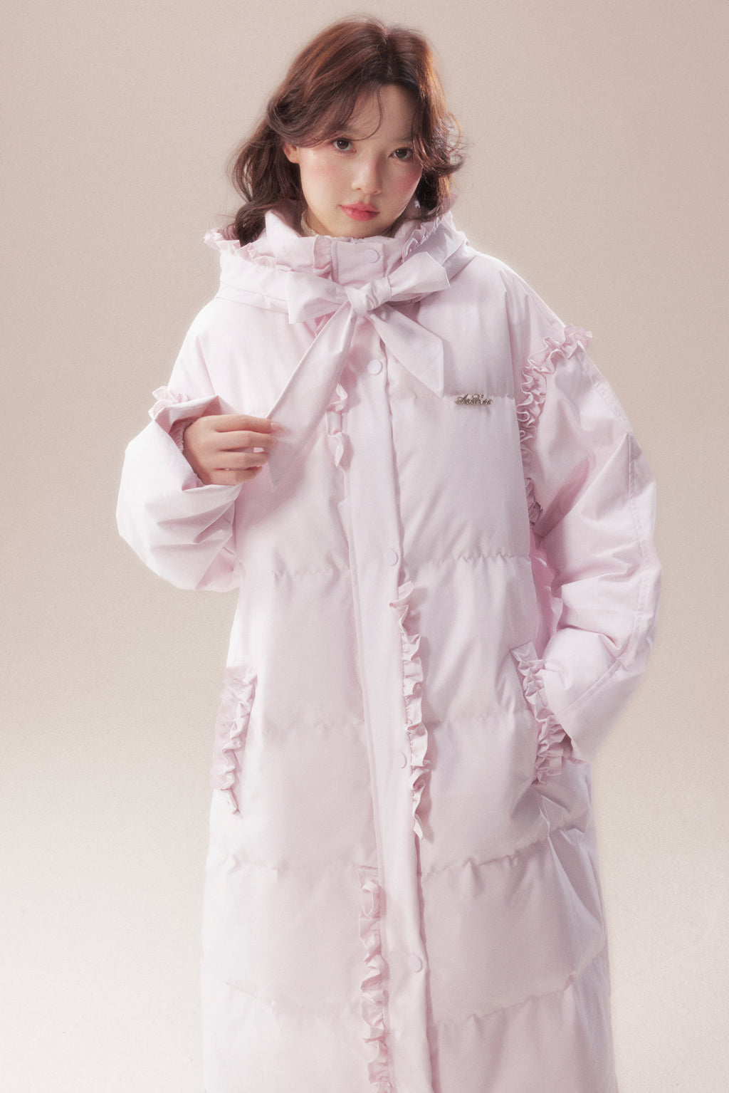 AORAA【極寒シリーズ】「雪国のあったか冬」オリジナルデザイン レーストリム付き防水ロングダウンジャケット第3世代