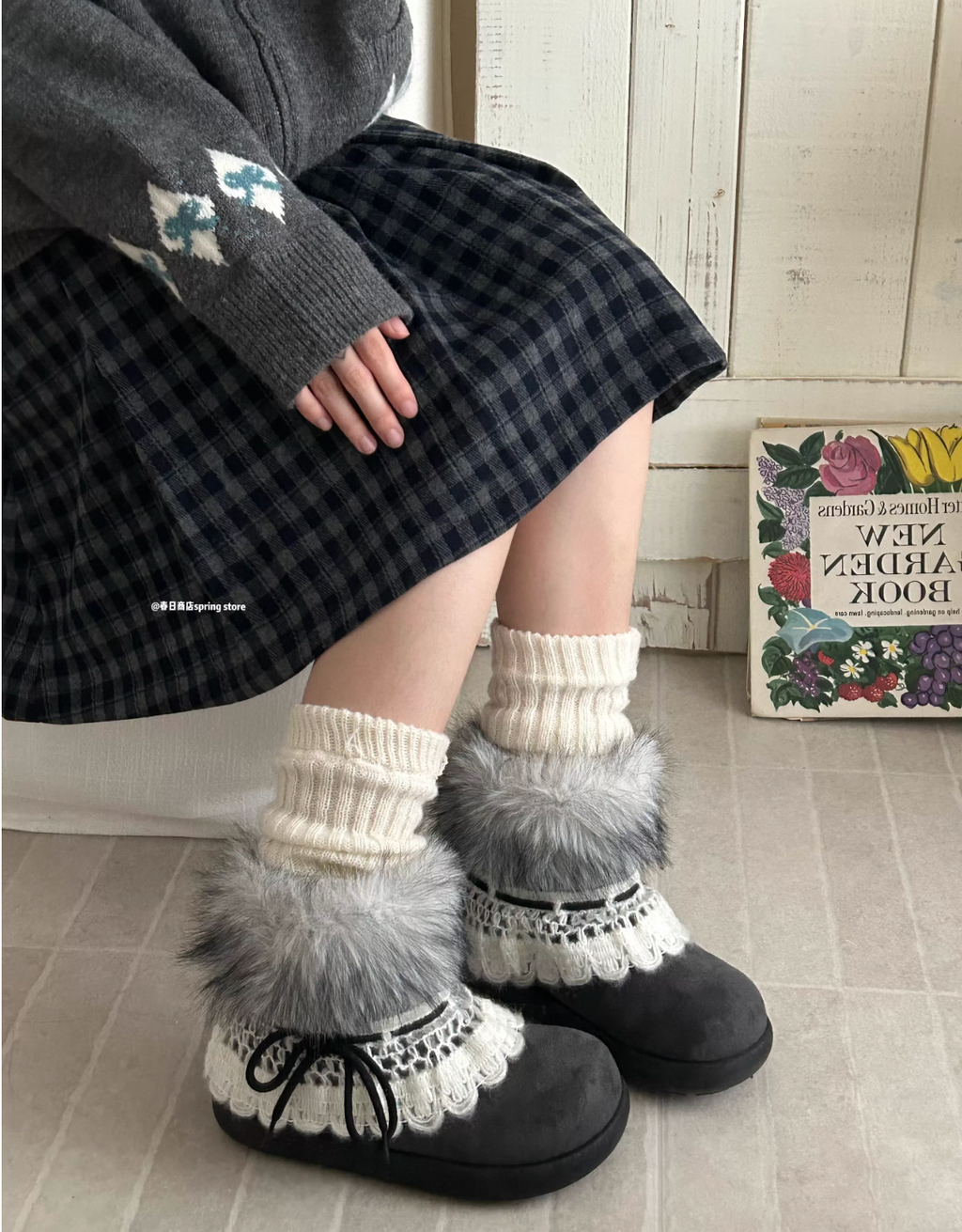 SPRINGSTORE Spring Store Women's Millennium Style Fur Snow Boots, New for 2025, Thick Fleece Lining