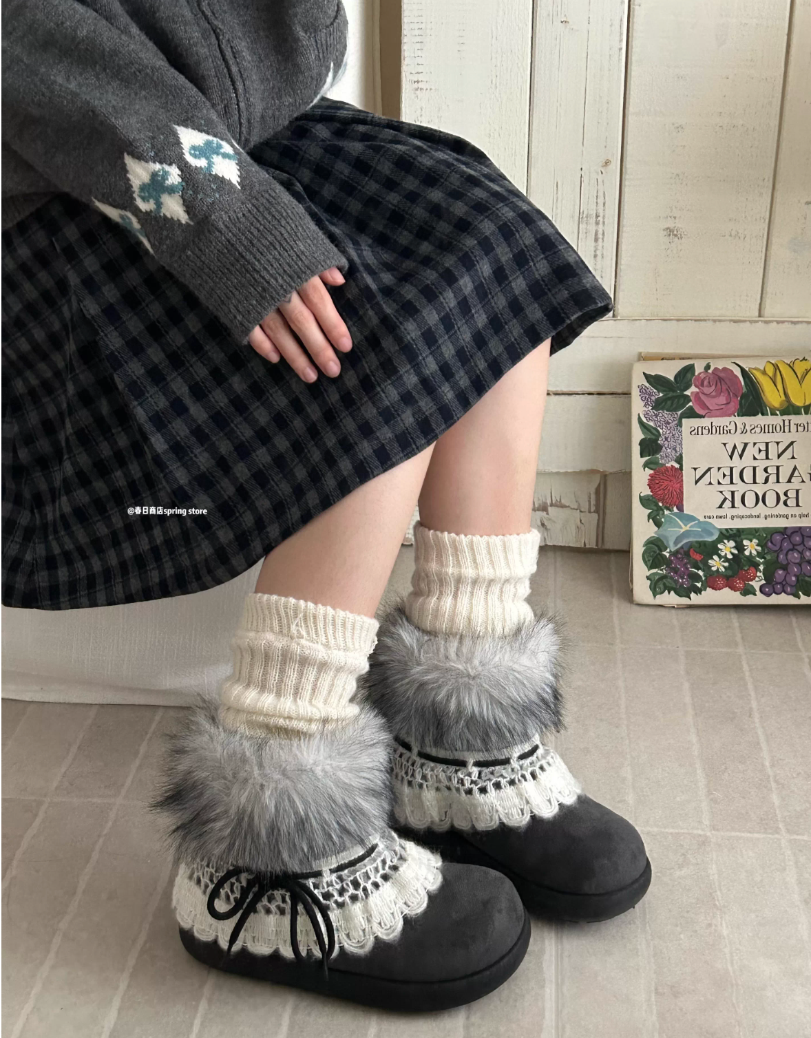 SPRINGSTORE Spring Store Women's Millennium Style Fur Snow Boots, New for 2025, Thick Fleece Lining