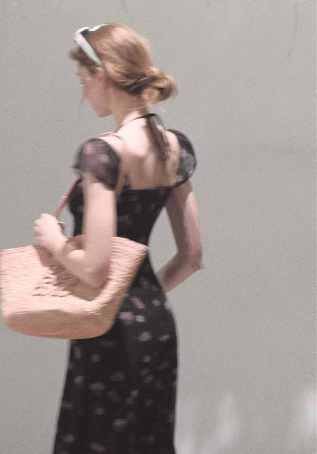 OAKMOO beaded halter-neck dress, fitted waist, unique floral print "My Own Moon"