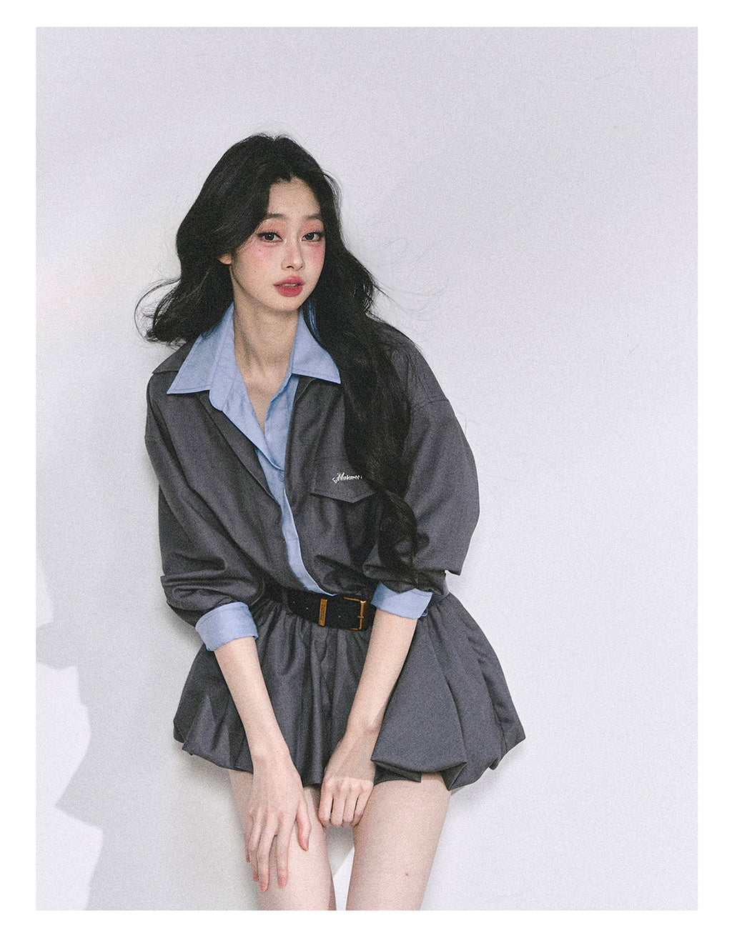 SHAOYEYAN Hepburn style shirt dress with shorts for women autumn waist hugging short skirt bright student style