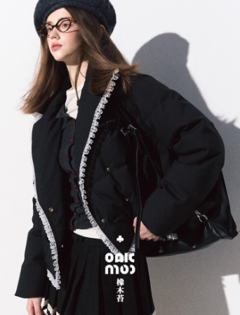 OAKMOO Women's "Hidden Desire" New Autumn/Winter Style Short Lace Warm Down Jacket Short Coat