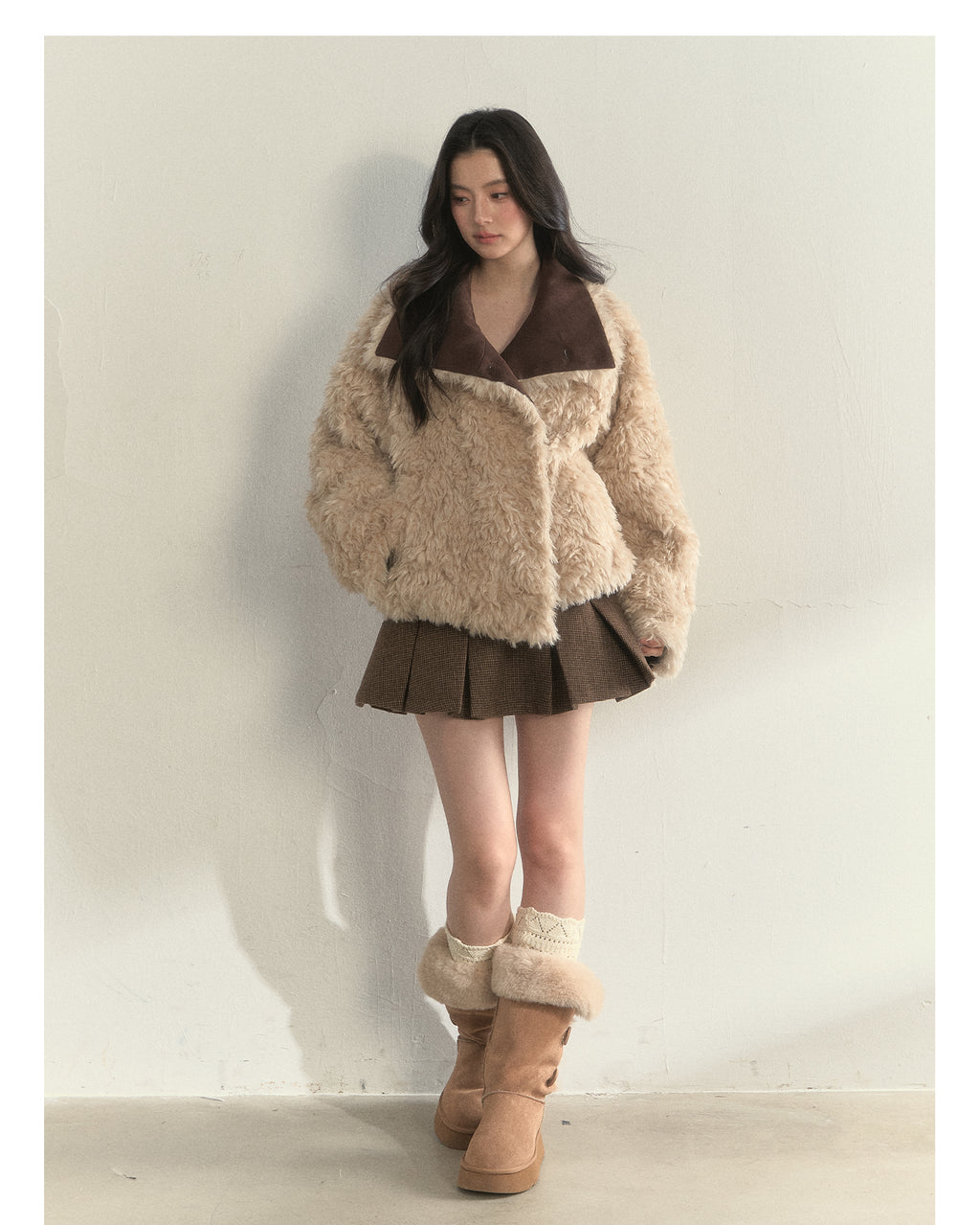 SUNSET PARK "Warm Winter Oak Forest" Soft Double-Breasted Fleece Parka