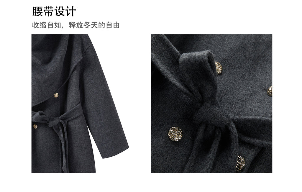 SHAOYEYAN Aomalm women's "Winter Balthore" French style English wool coat, loose double-sided wool coat.