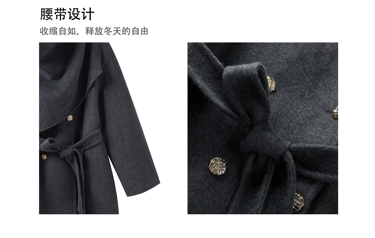 SHAOYEYAN Aomalm women's "Winter Balthore" French style English wool coat, loose double-sided wool coat.