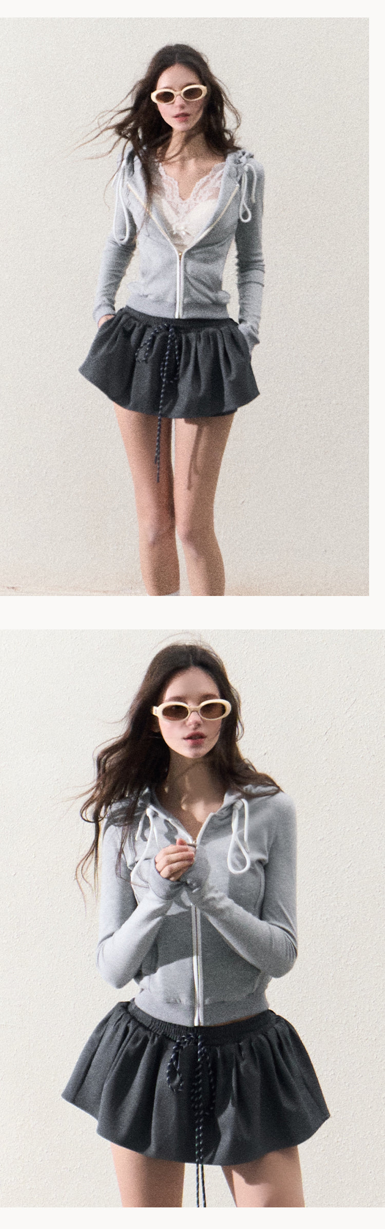 OAKMOO Multi-color stretch mini dress, drawstring, tulip skirt shape, "Lemon Scent" skirt shape, slimming and lengthening legs