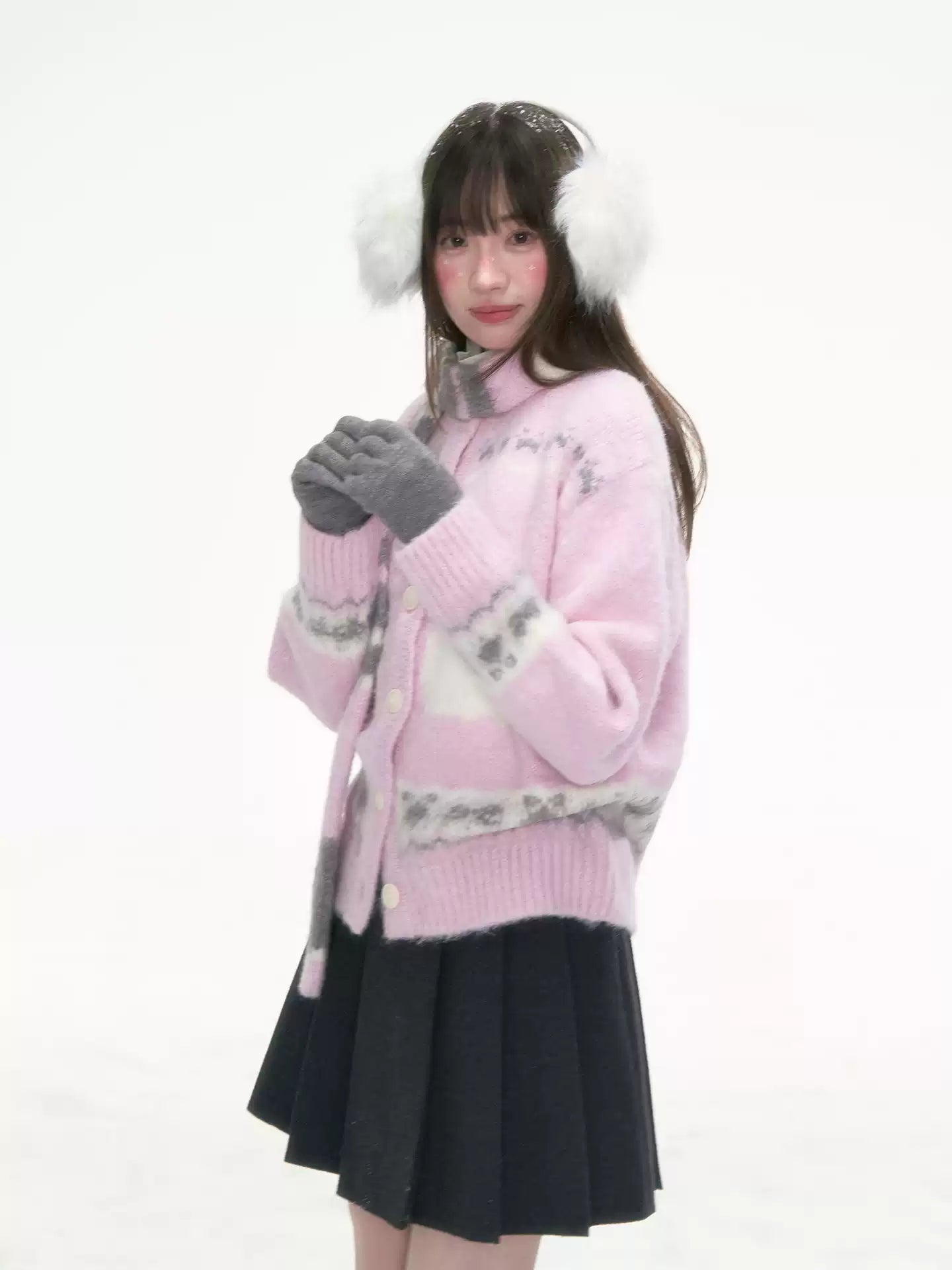 CANSTORE Canned Goods Store 'Cherry Blossom Cat Whispers' Warm and Soft Autumn/Winter Cardigan