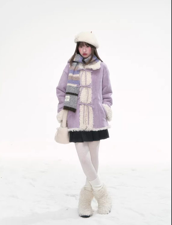 CANSTOREGIRLS New purple suede short jacket/fleece-lined coat from Canned Goods Store - 'Winter Island'