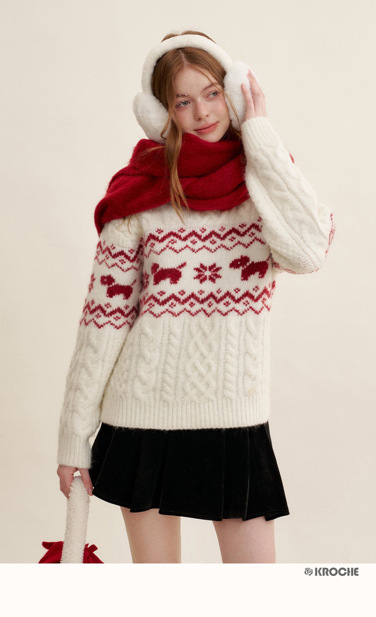 KROCHE Kroche Fair Isle Color Block Knit Crewneck Sweater by Zhao Jinmai