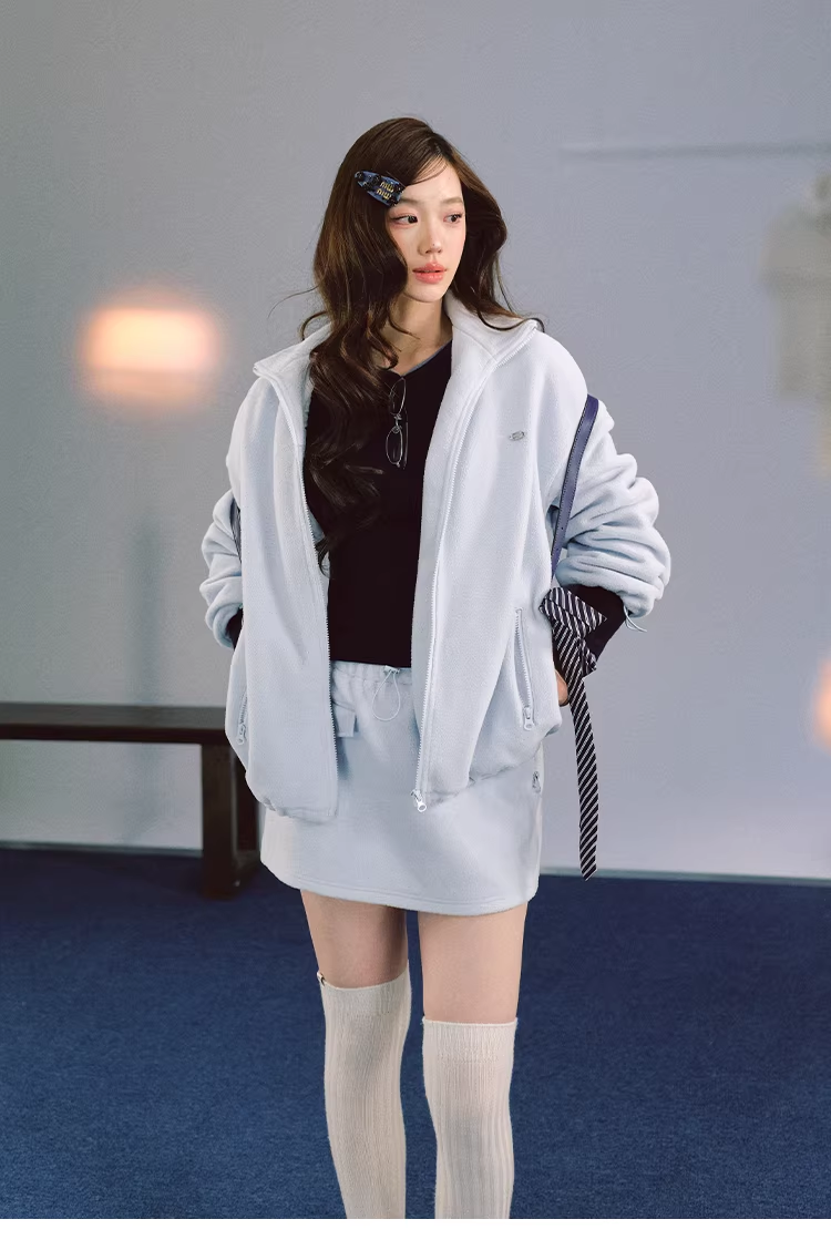 LaluneDuCiel Bobbi cotton flannel stand collar jacket, comfortable and casual style, versatile.