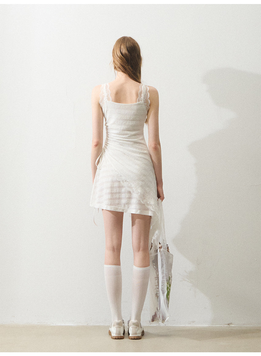 Free Afternoon White Asymmetrical Layered Strapless Lace Boholbling Dress