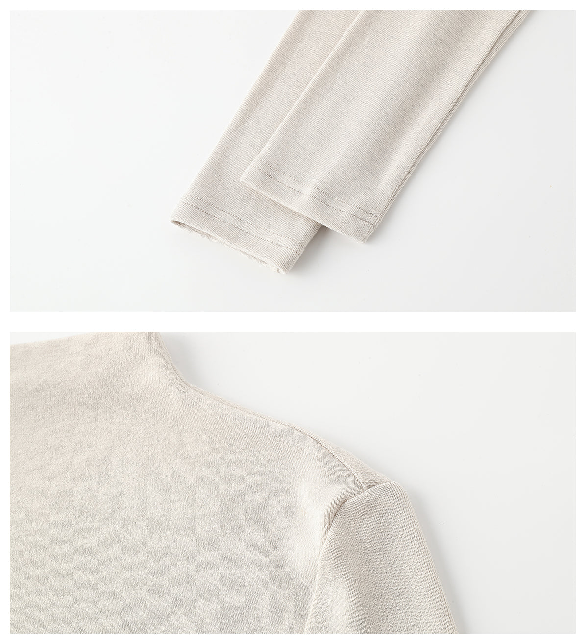 101PASSION Women's Tencel Wool High Neck T-Shirt, Fall/Winter, Solid Color, Slim Fit, Long Sleeves