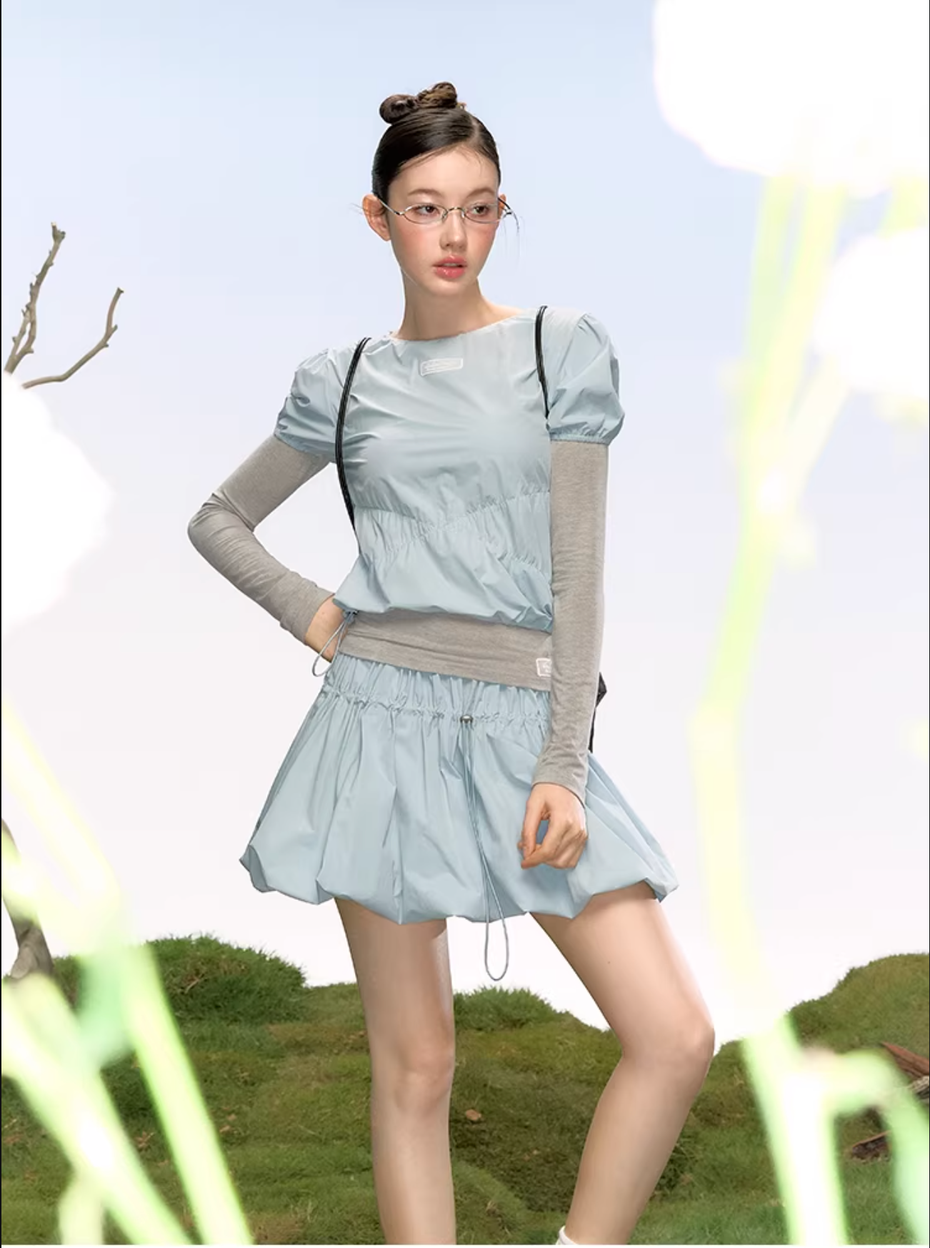 LaluneDuCiel Elegant and youthful tulip skirt for women, solid color, cute design, suitable for summer