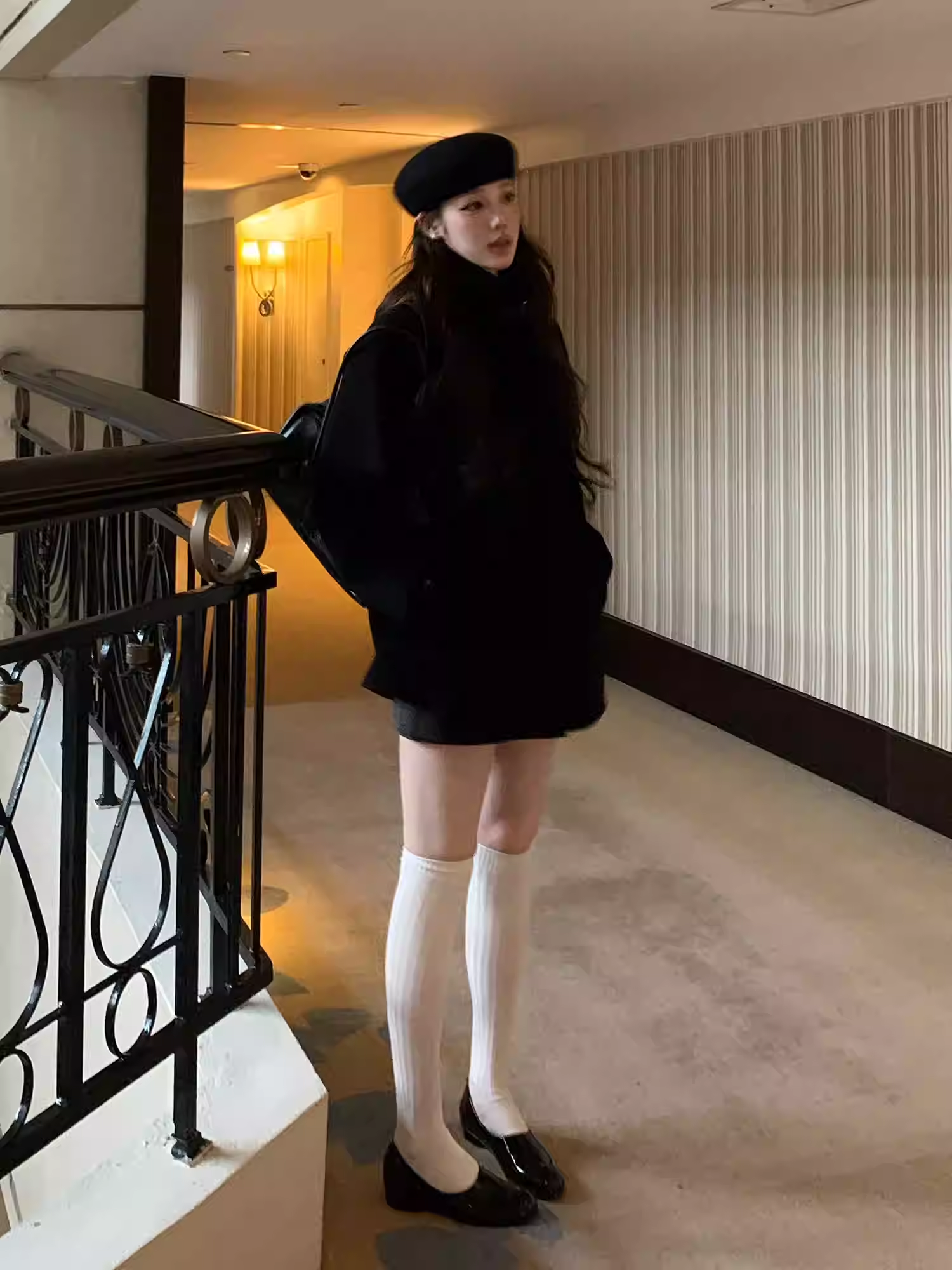 LaluneDuCiel Korean-style double-sided wool coat, 100% fleece, for teenage girls.