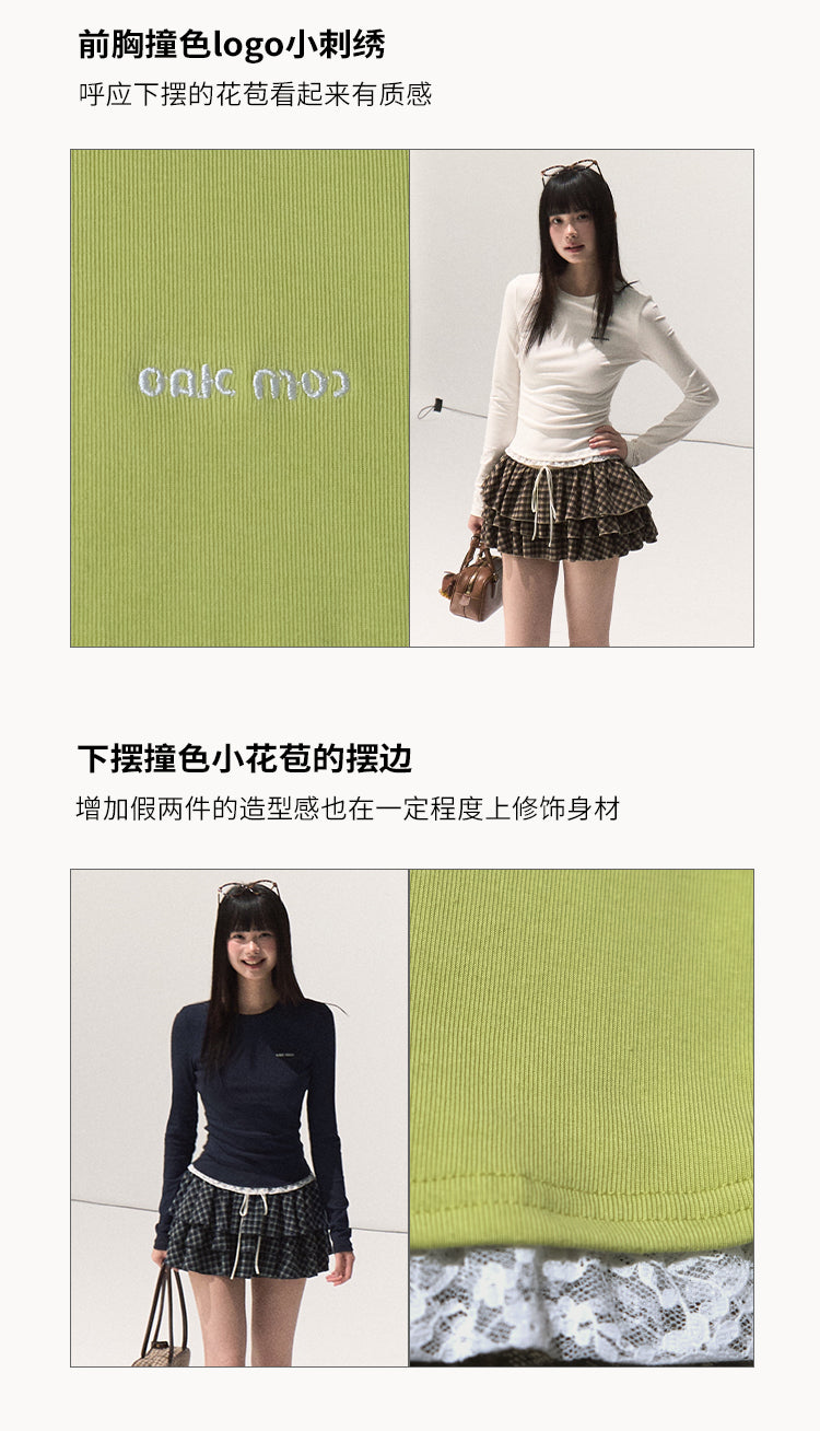 OAKMOO Elastic waistband lace long sleeve T-shirt OAKMOO/"See Yourself and Good Weather" (Sale)