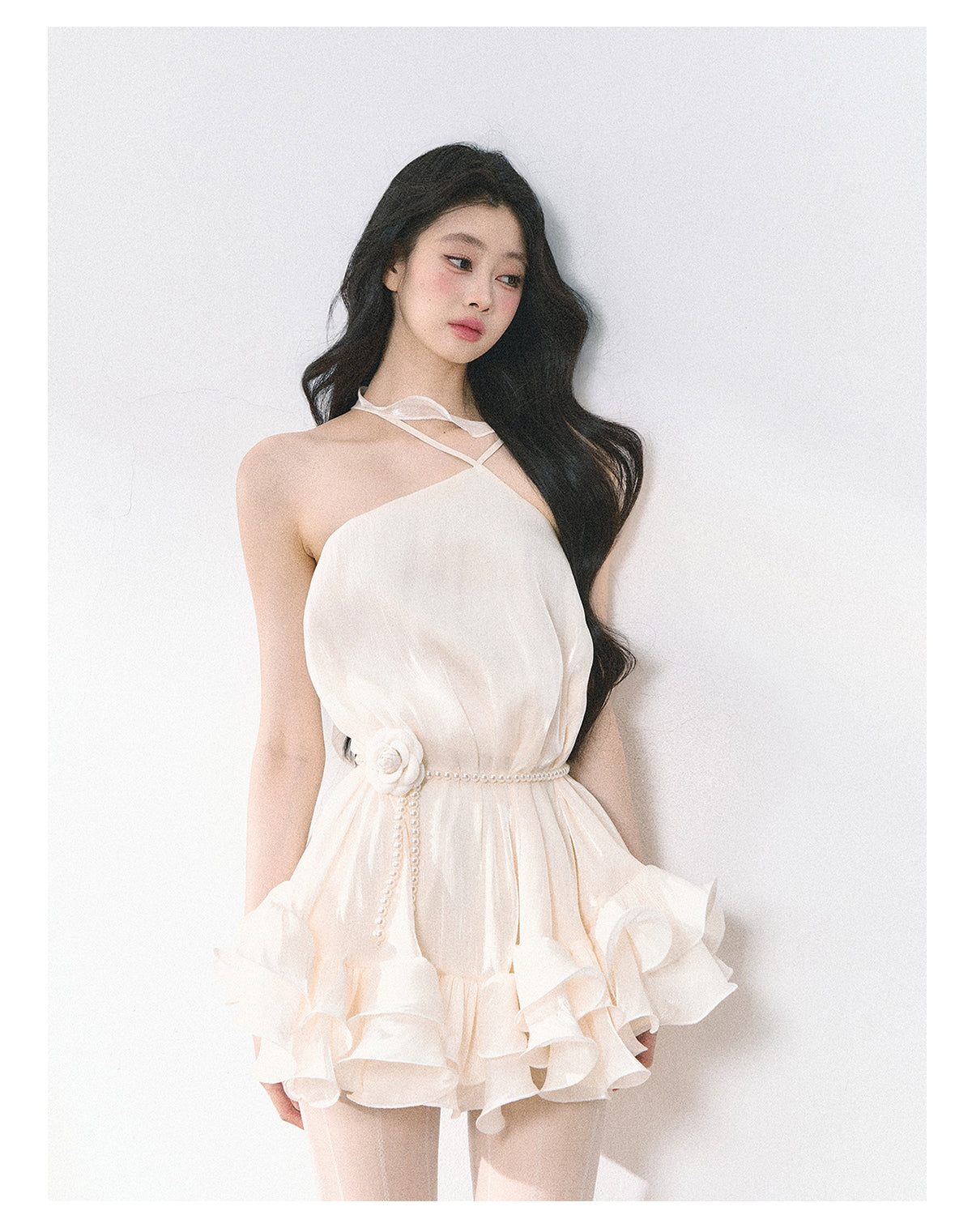 Royal Sisters Noble Style Halter Neck Dress Summer Floral Slim Waist Mini Dress For Women Shaoyeyan
