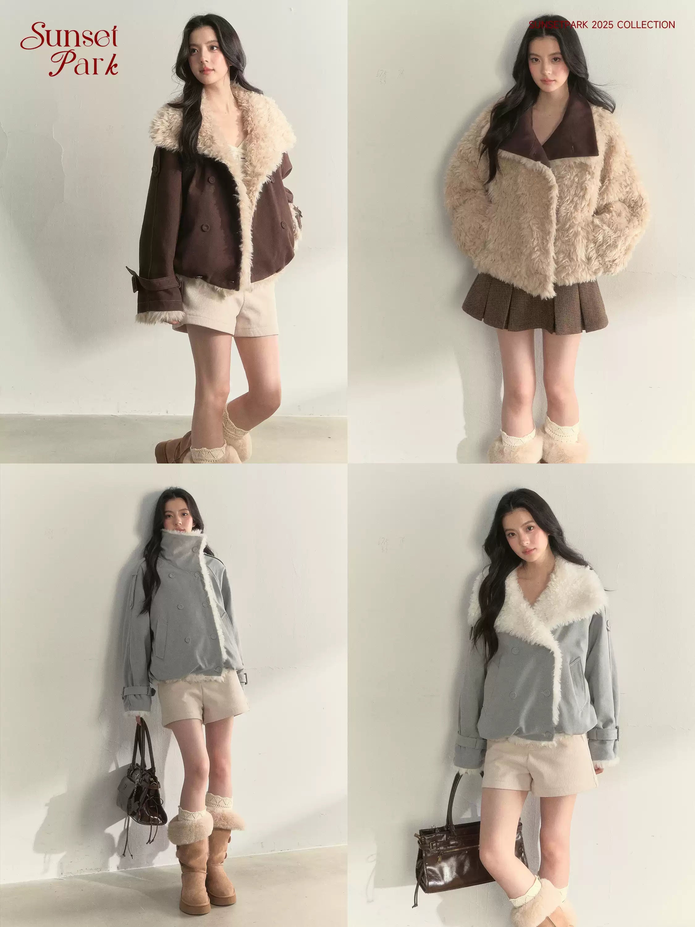 SUNSET PARK "Warm Winter Oak Forest" Soft Double-Breasted Fleece Parka