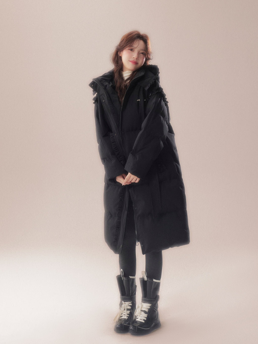 AORAA【極寒シリーズ】「雪国のあったか冬」オリジナルデザイン レーストリム付き防水ロングダウンジャケット第3世代