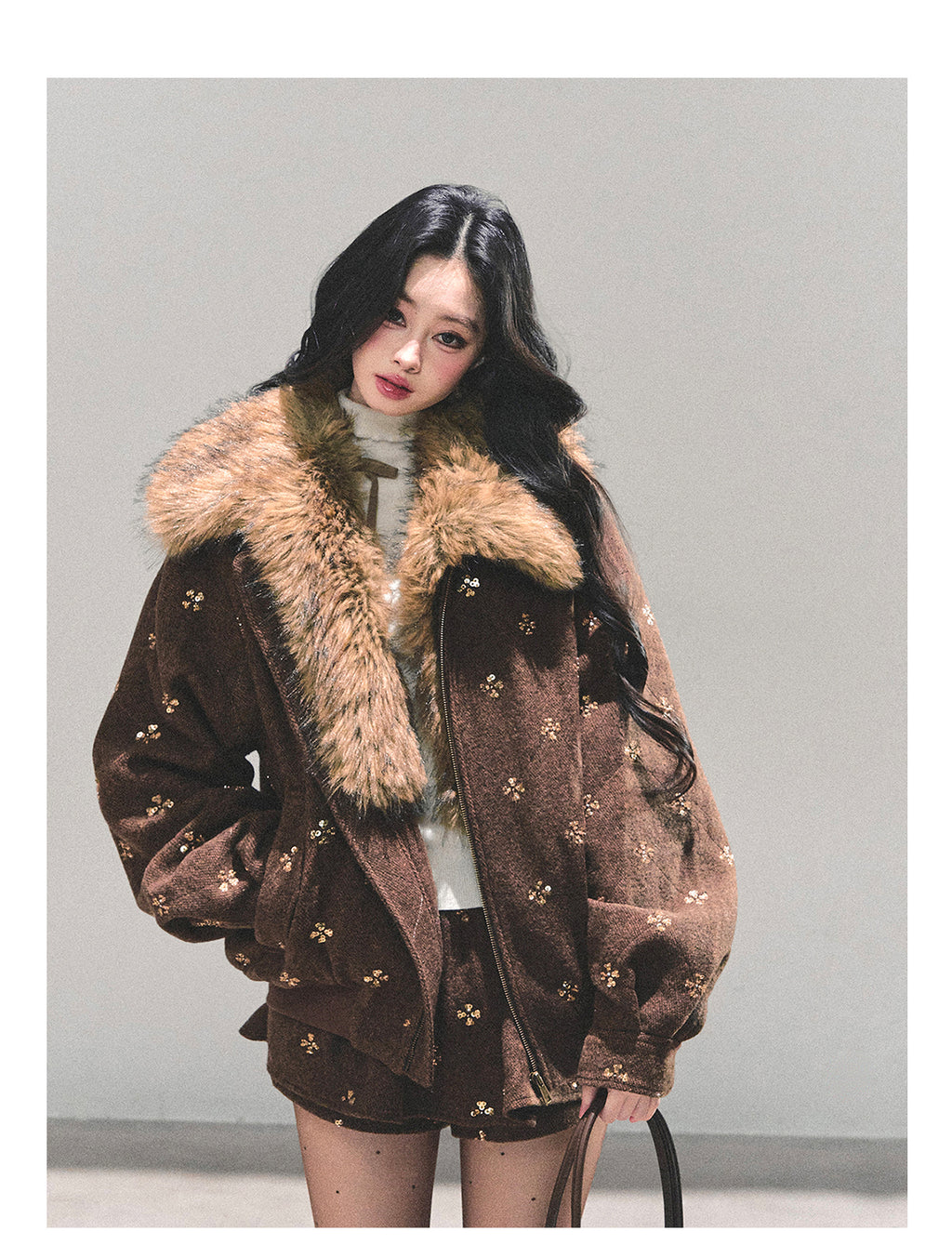 SHAOYEYAN Aomalm Women's Merard "Whisper of Falling Snow" Woolen Suit - Two-Piece Winter Quilted Jacket and Skirt Set