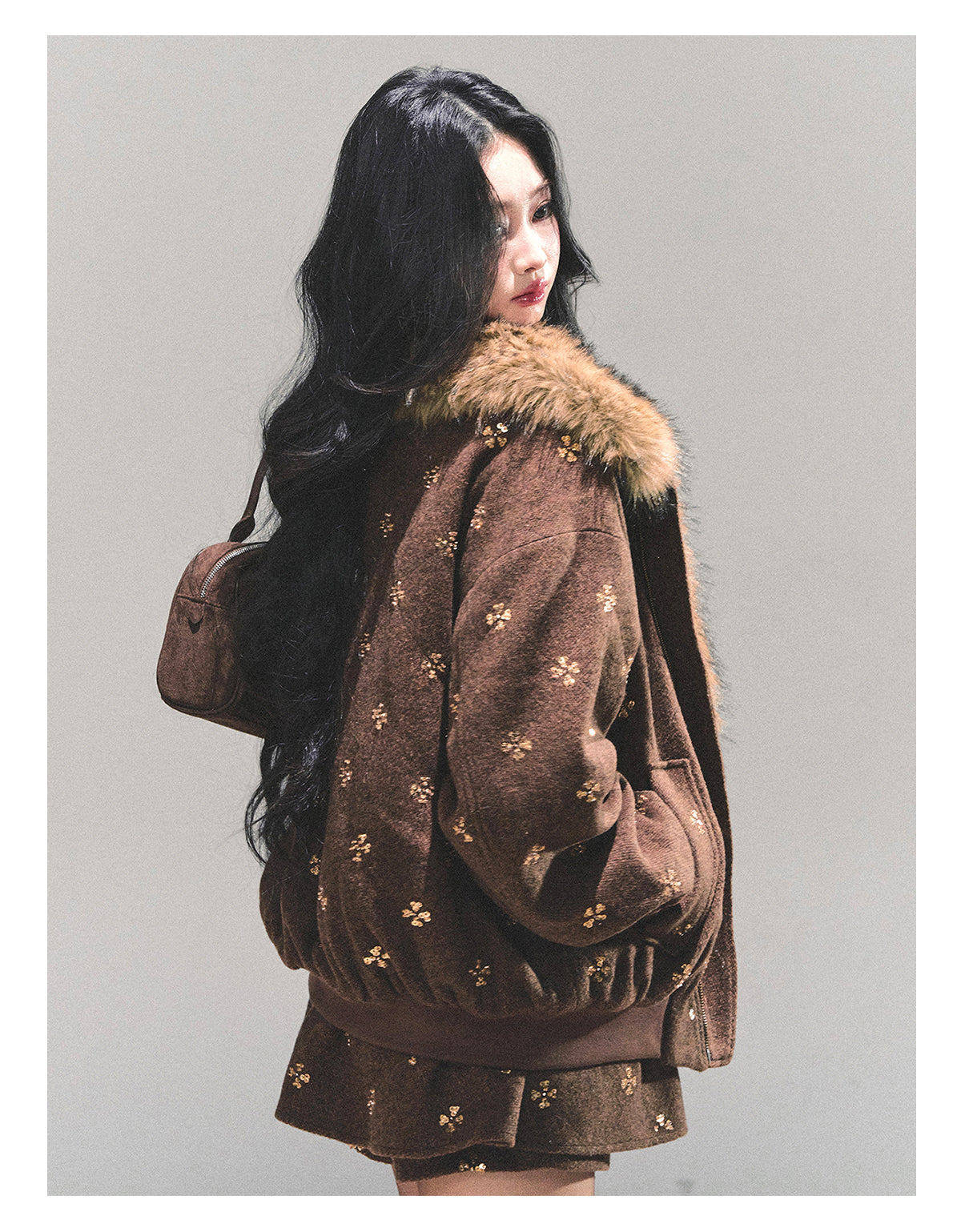 SHAOYEYAN Aomalm Women's Merard "Whisper of Falling Snow" Woolen Suit - Two-Piece Winter Quilted Jacket and Skirt Set