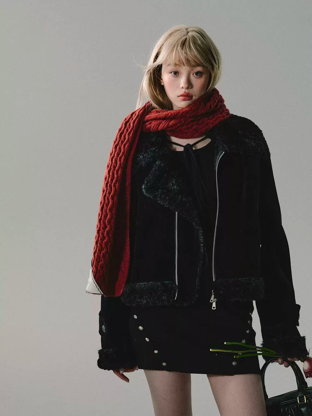 OAKMOO Eco-Friendly Striped Corduroy Coat "Tea and Orange Blossom" - Autumn/Winter Short Coat with Fashion Design (Sale)