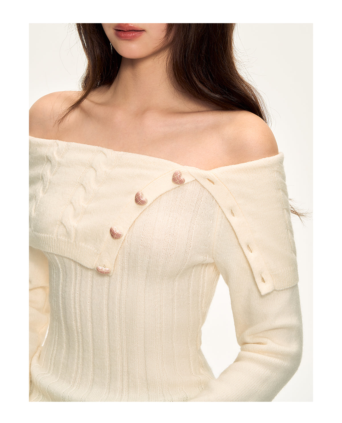 WeekendHub Women's Autumn Winter Premium Off-the-shoulder Long Sleeve Knitted Sweater Apricot Slim Fit Inner Sweater