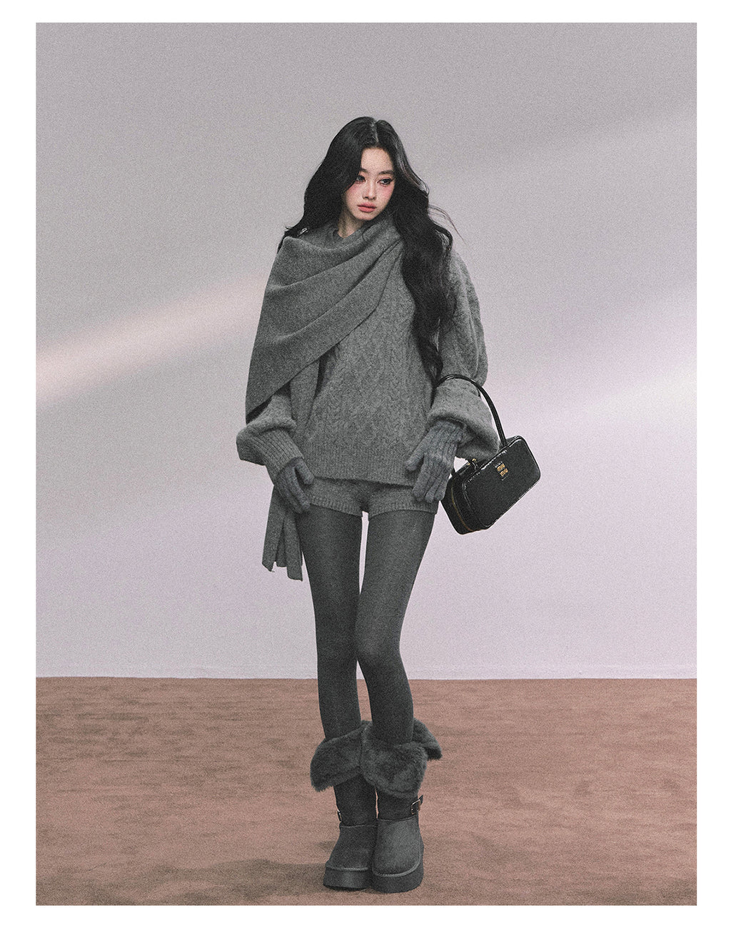 SHAOYEYAN Women's Korean Style "Zurich Student" Winter Cable Knitted Sweater Three-piece Set