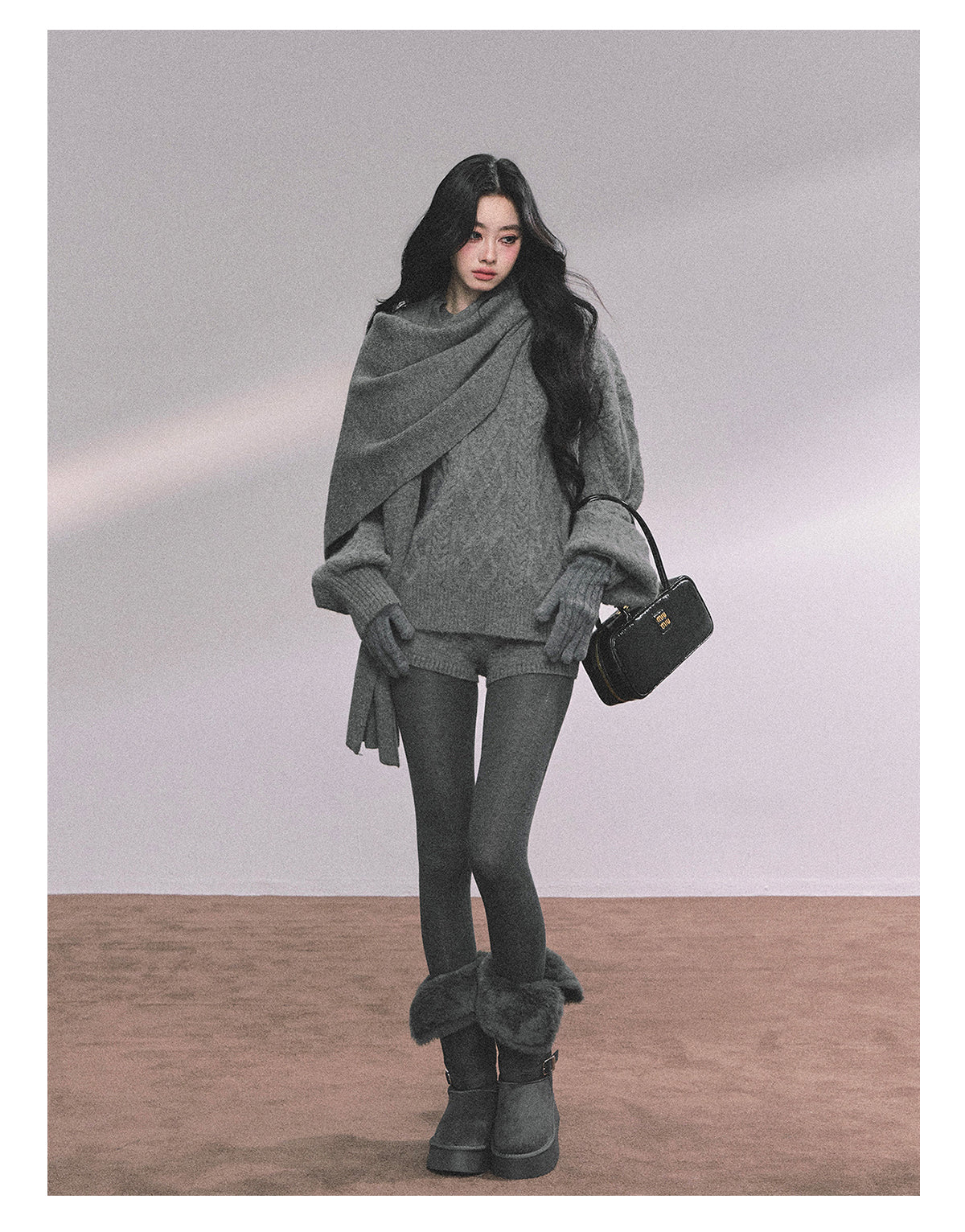 SHAOYEYAN Women's Korean Style "Zurich Student" Winter Cable Knitted Sweater Three-piece Set