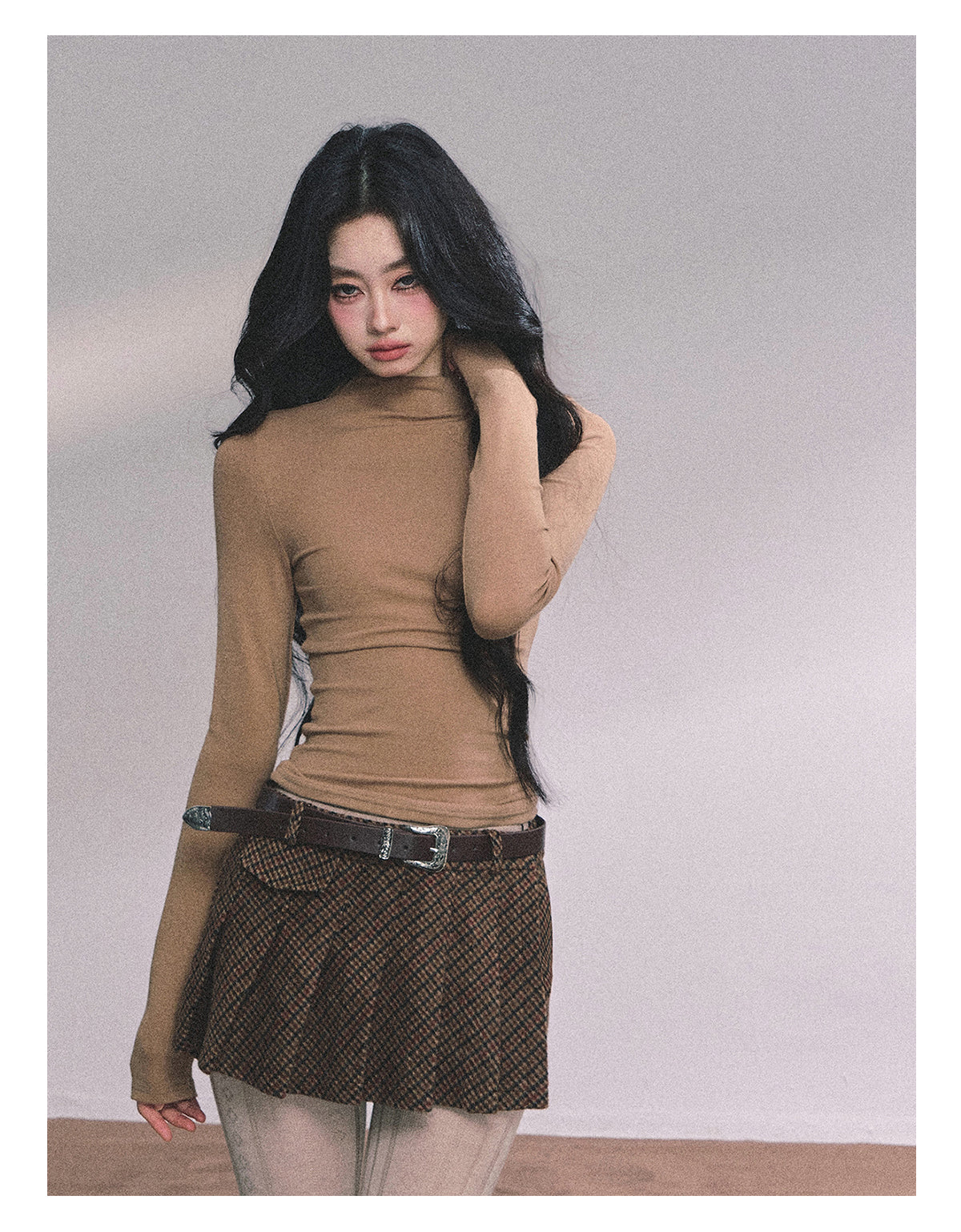 Shaoyeyan Women's Autumn All-matching Minimalist High Neck Long Sleeve Tight-Fit T-Shirt