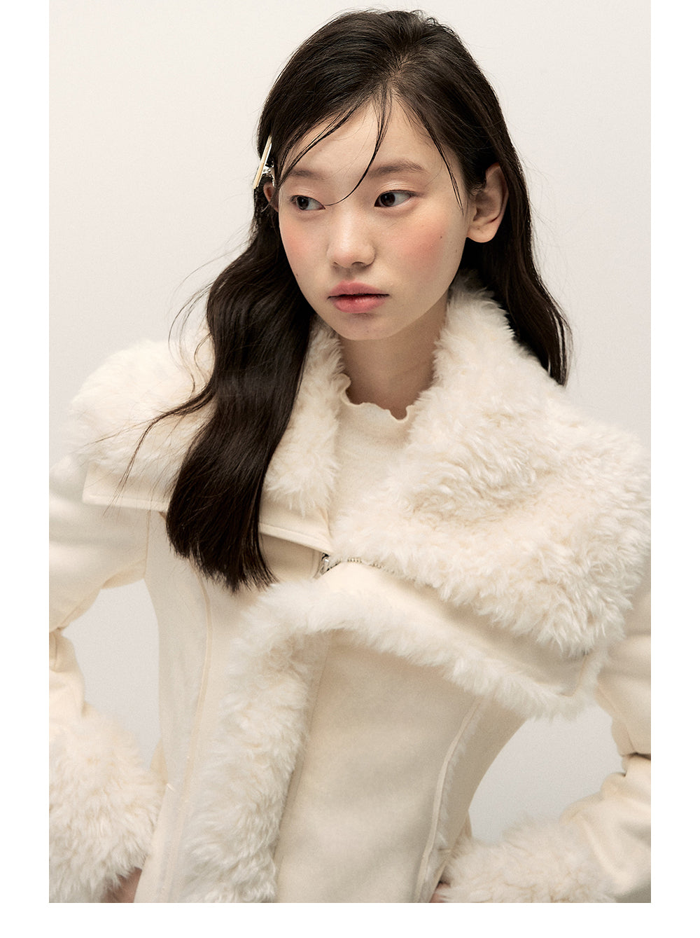 ANNATTO Original Design Winter New Style Fur Lining Coat with Lapel, Slim Fit, Warm and Comfortable - For Women