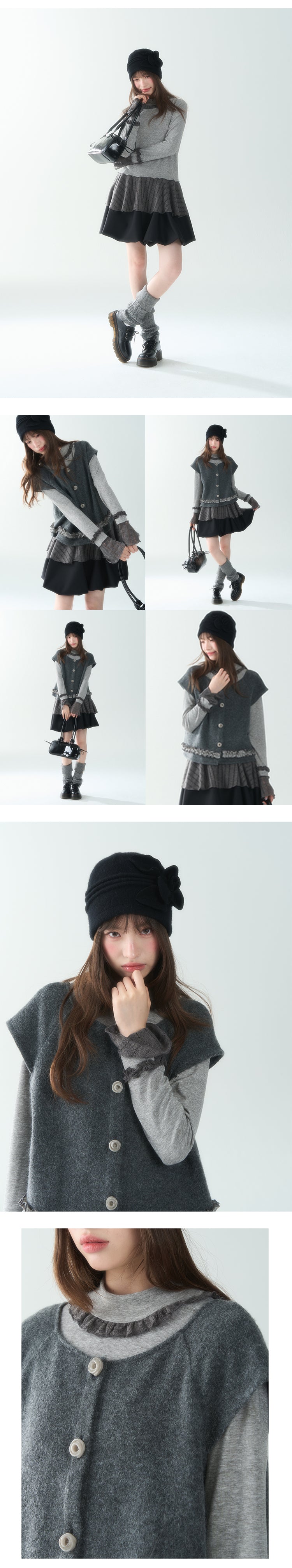 CANSTORE Women's "Dieyu Meiyi" ruffled cardigan, color-block lining, new autumn style