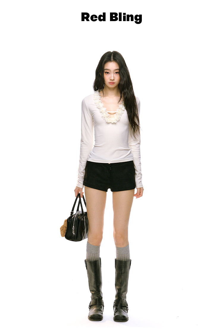 REDBLING New design V-neck T-shirt, sexy and charming autumn/winter style, slim figure