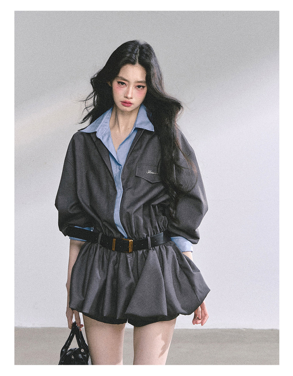 SHAOYEYAN Hepburn style shirt dress with shorts for women autumn waist hugging short skirt bright student style