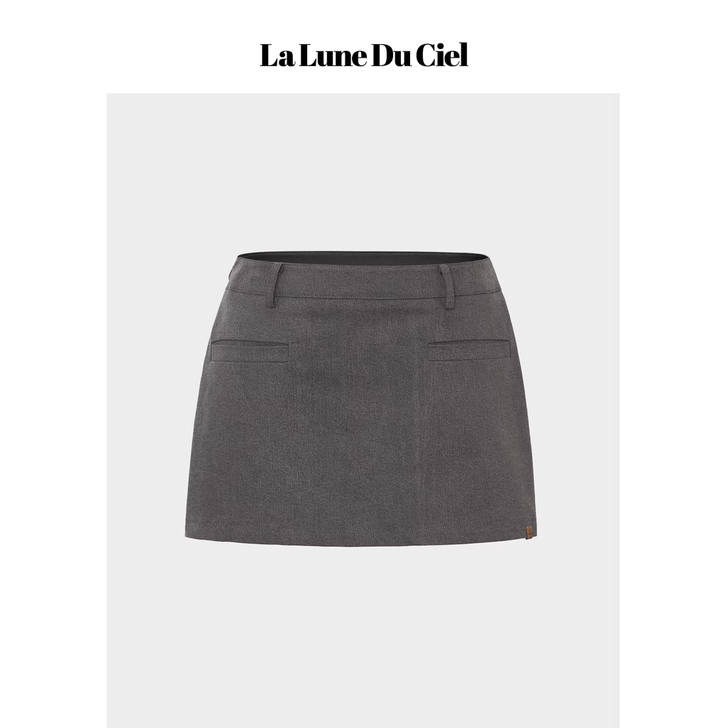LaluneDuCiel Low-waisted, sexy, versatile, simple mini skirt, washed denim material, for women