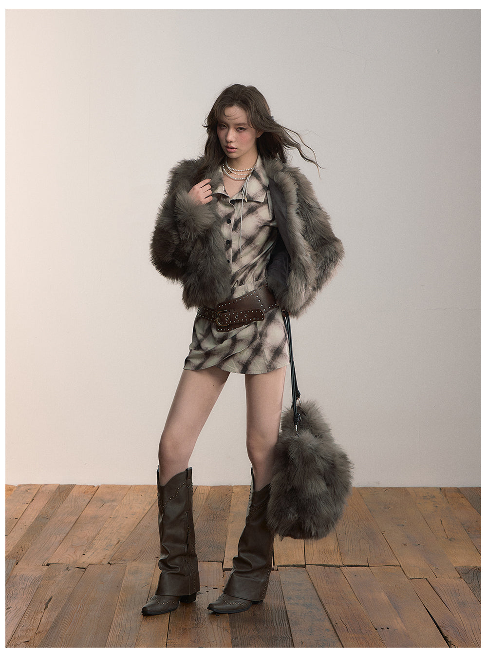 VIAPITTI 環境に優しいショートPUレザージャケット ファー素材 秋冬 ストリートスタイル レディース