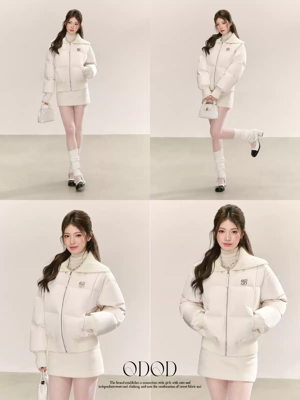 QDQD Korean style design, lapel, white short down jacket, winter style, 90% white down, thick and warm women's coat.