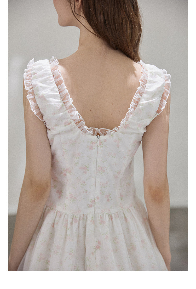 "Misty Summer" Sleeveless floral dress for women, Callmelater floral lace tutu dress