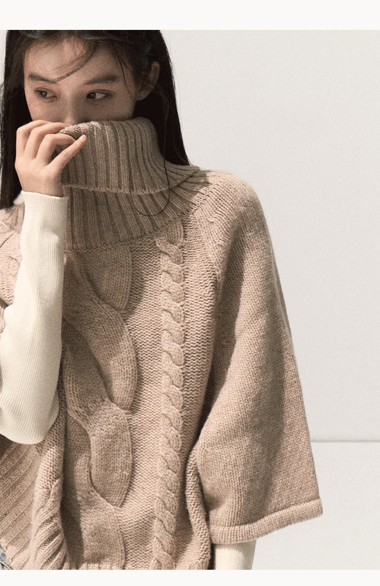 Oakmoo "Full Moon Changes" Thick Rope Knit Sweater