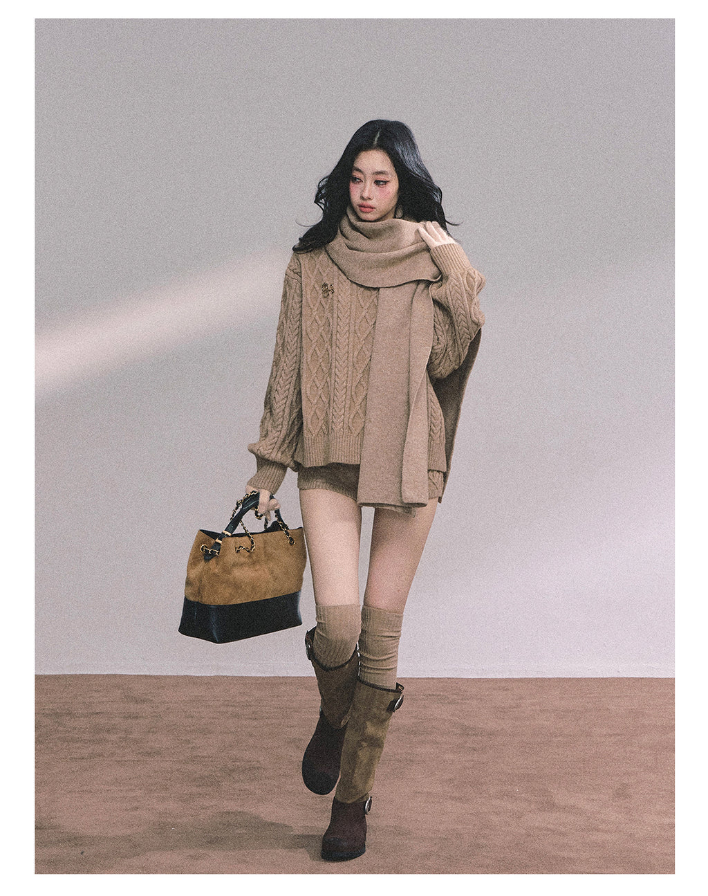 SHAOYEYAN Women's Korean Style "Zurich Student" Winter Cable Knitted Sweater Three-piece Set