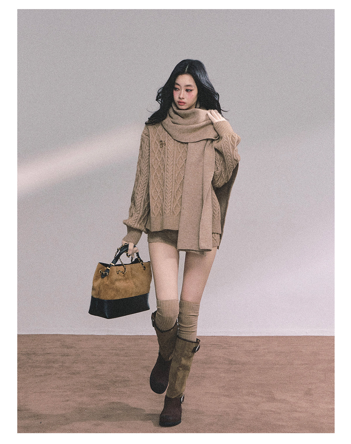 SHAOYEYAN Women's Korean Style "Zurich Student" Winter Cable Knitted Sweater Three-piece Set